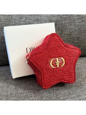 Dior Lunar New Year Red Star Makeup Bag Cosmetic Pouch Mini New Authentic